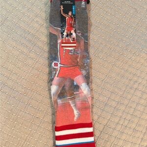 Stance Red and Gray Athletic Socks with Basketball Design